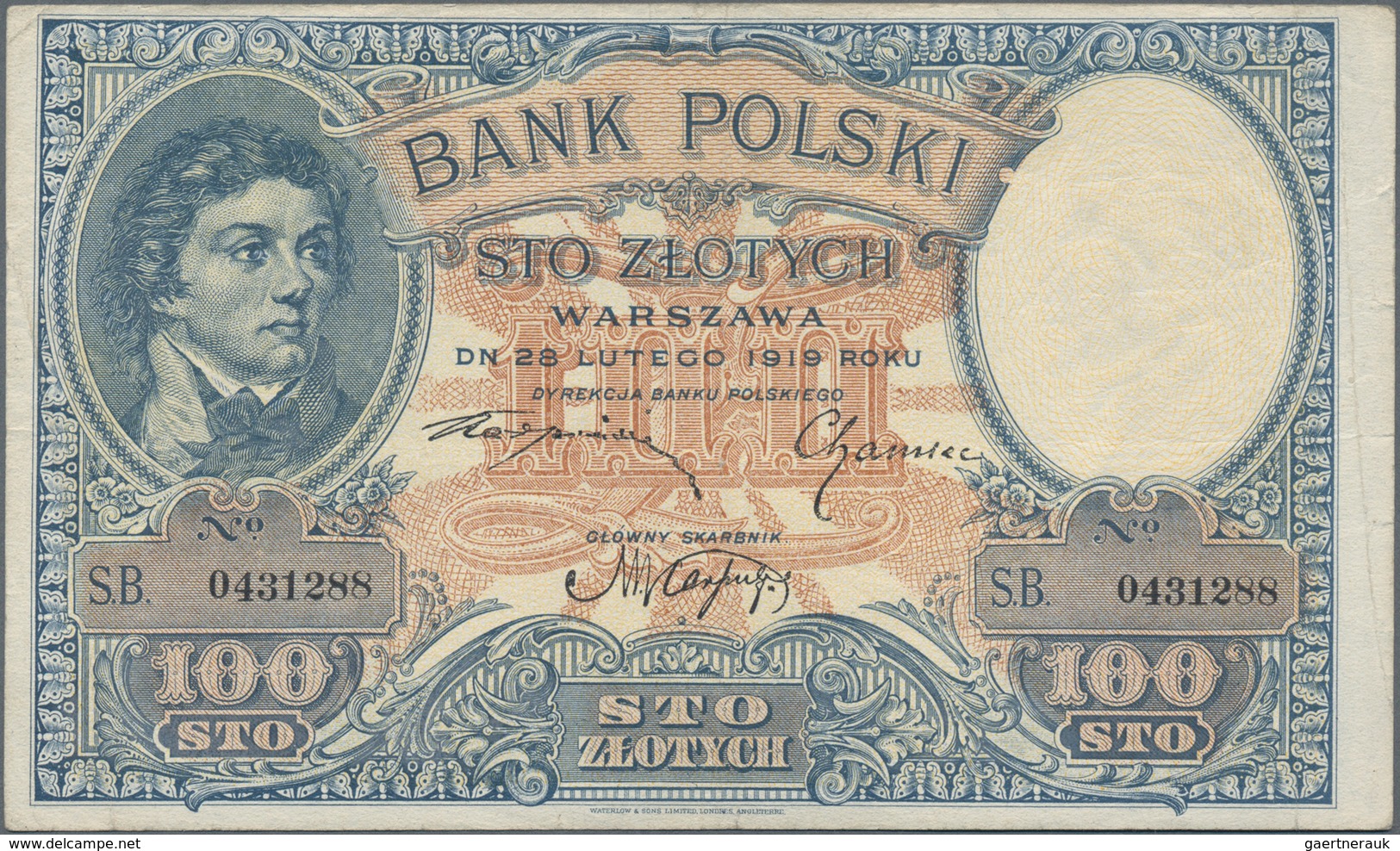 Poland / Polen: Pair With 100 Zlotych 1919 (F+/VF) And 500 Zlotych 1919 (XF+/aUNC), P.57, 58. (2 Pcs - Polonia