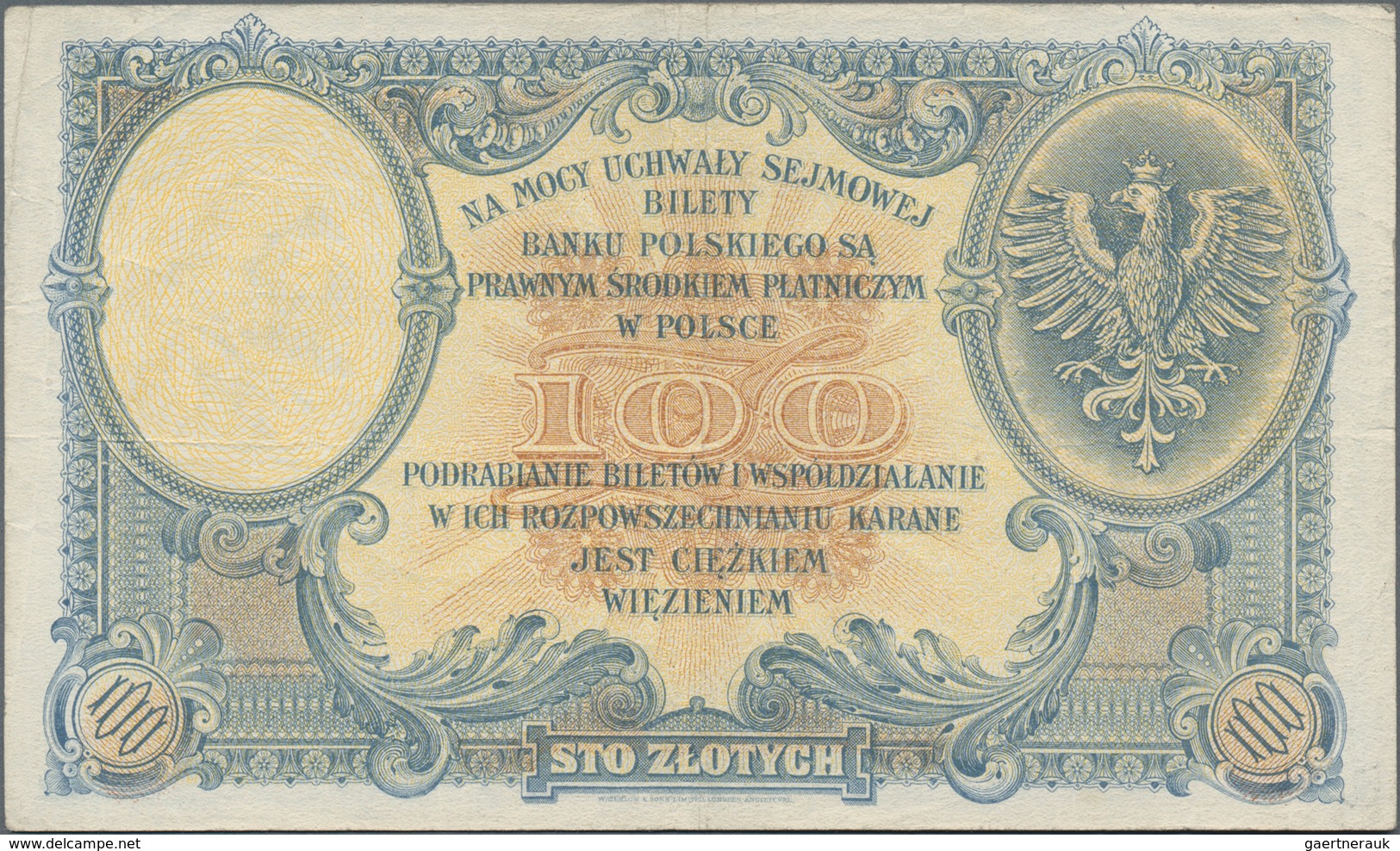 Poland / Polen: Pair With 100 Zlotych 1919 (F+/VF) And 500 Zlotych 1919 (XF+/aUNC), P.57, 58. (2 Pcs - Polonia