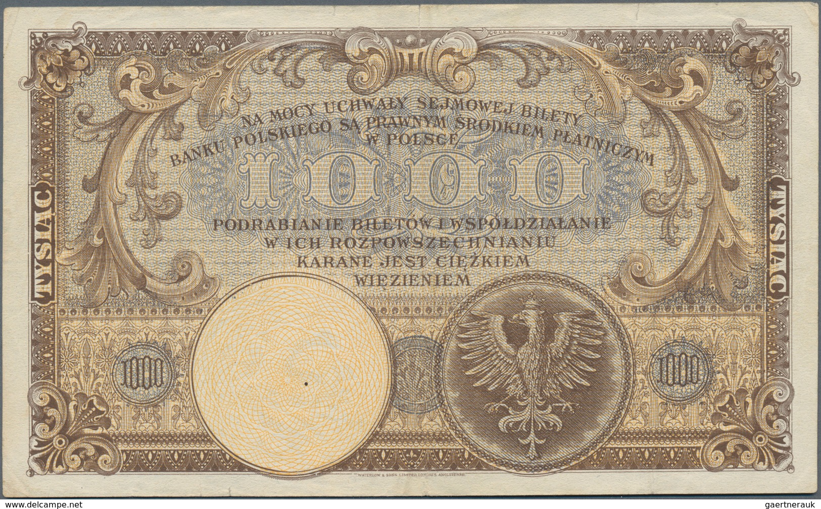 Poland / Polen: 1000 Zlotych 1919, P.59a, Tiny Border Tears, Some Folds And Minor Spots, Condition: - Polen