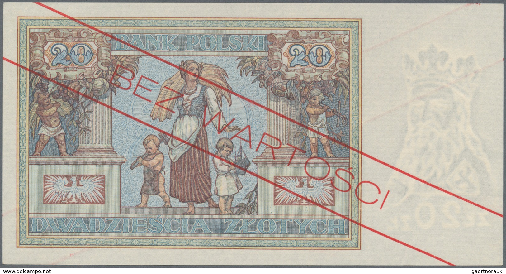 Poland / Polen: 20 Zlotych 1931 SPECIMEN, P.73s With A Few Minor Creases In The Paper And Small Anno - Pologne