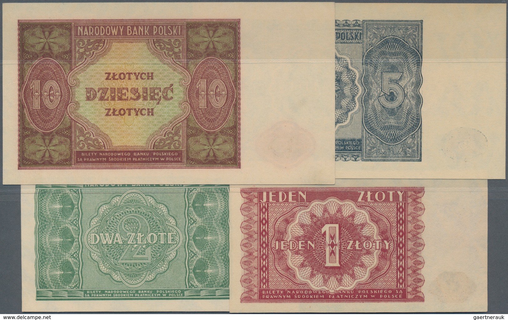 Poland / Polen: Set With 4 Banknotes With 1, 2, 5 And 10 Zlotych 1946, P.124-126, All In AUNC/UNC Co - Polonia