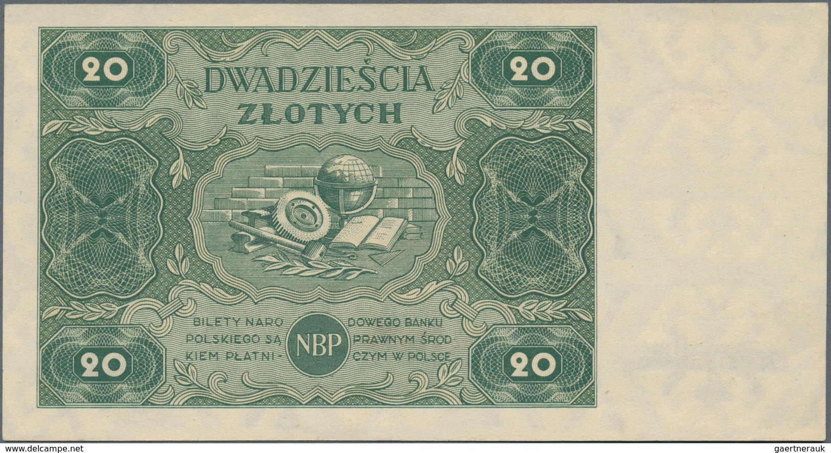 Poland / Polen: 20 Zlotych 1947, P.130, Very Soft Vertical Bend At Center, Otherwise Perfect, Condit - Polonia