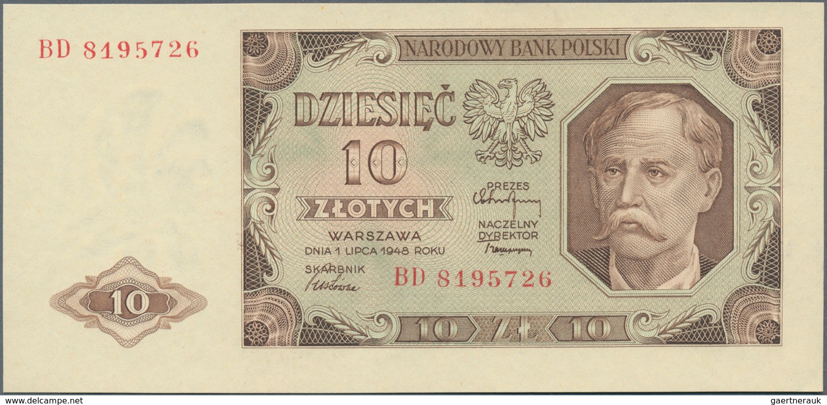 Poland / Polen: Set with 5 Banknotes series 1948 with 2, 10, 20, 50 and 100 Zlotych, P.134, 136-139