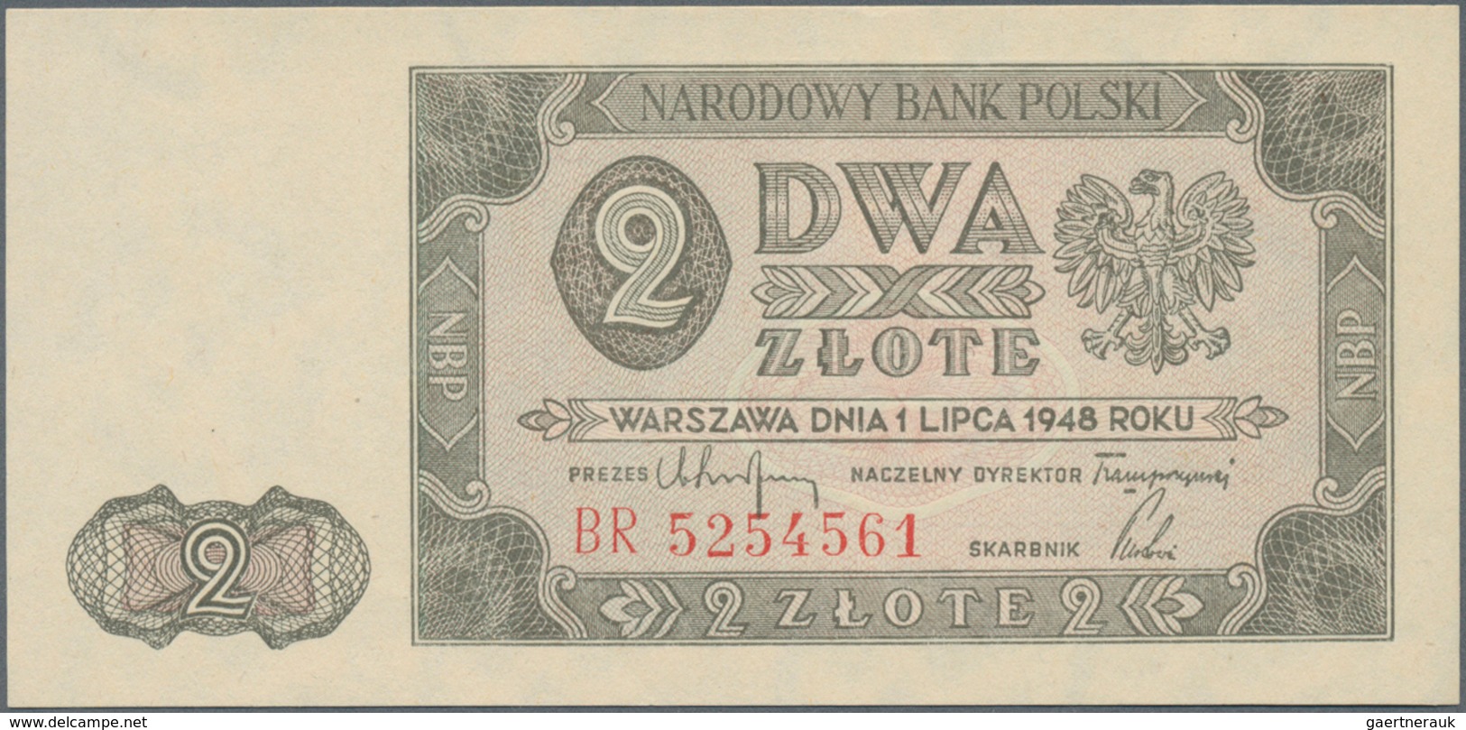 Poland / Polen: Set with 5 Banknotes series 1948 with 2, 10, 20, 50 and 100 Zlotych, P.134, 136-139