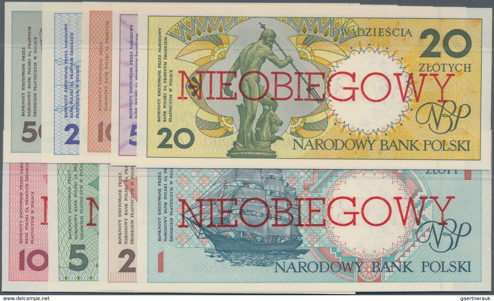 Poland / Polen: Set With 9 Banknotes Series 1990 “NIEOBIEGOWY” With 1, 2, 5, 10, 20, 50, 100, 200 An - Polonia