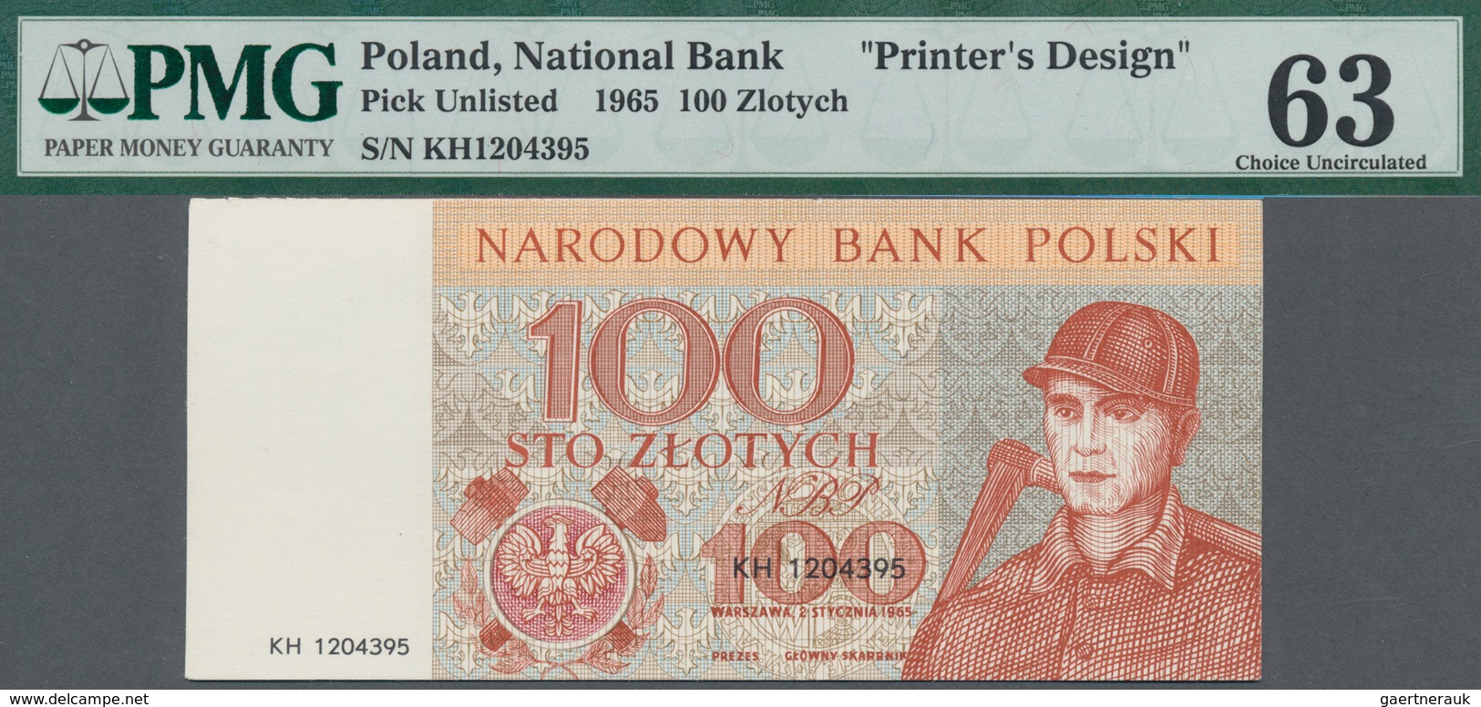 Poland / Polen: Unissued Banknote Essay 100 Zlotych 1965, P.NL, In Perfect UNC Condition, Offset Pri - Polen