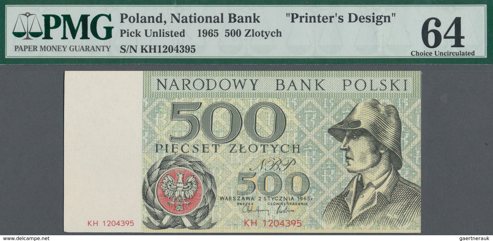 Poland / Polen: Unissued Banknote Essay 500 Zlotych 1965, P.NL, In Perfect UNC Condition, Offset Pri - Polonia