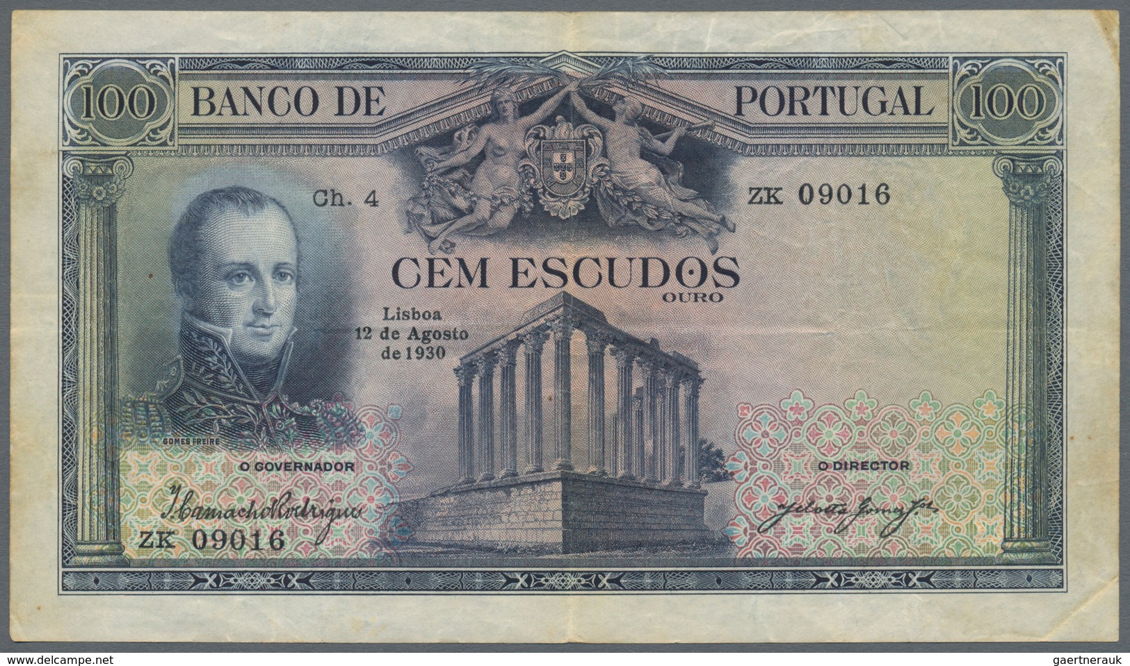Portugal: Banco De Portugal 100 Escudos 1930, P.140, Lightly Stained Paper, Some Tiny Spots And A Fe - Portugal