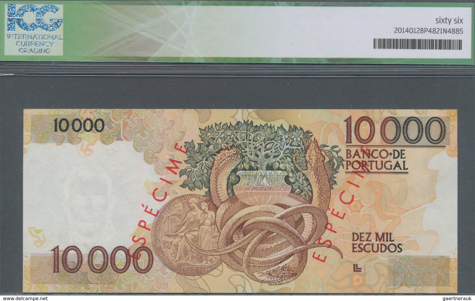 Portugal: 10.000 Escudos 1989 SPECIMEN, P.185s In UNC, ICG Graded 66 CHOICE UNC - Portugal