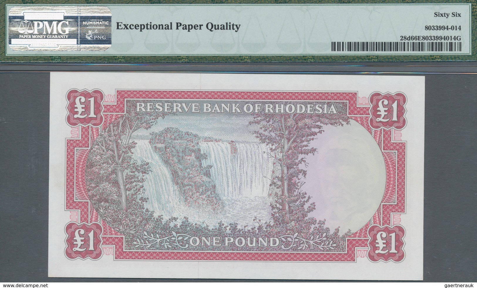 Rhodesia / Rhodesien: Reserve Bank Of Rhodesia 1 Poound 1968, P.28d In UNC, PMG Graded 66 Gem Uncirc - Rhodesia