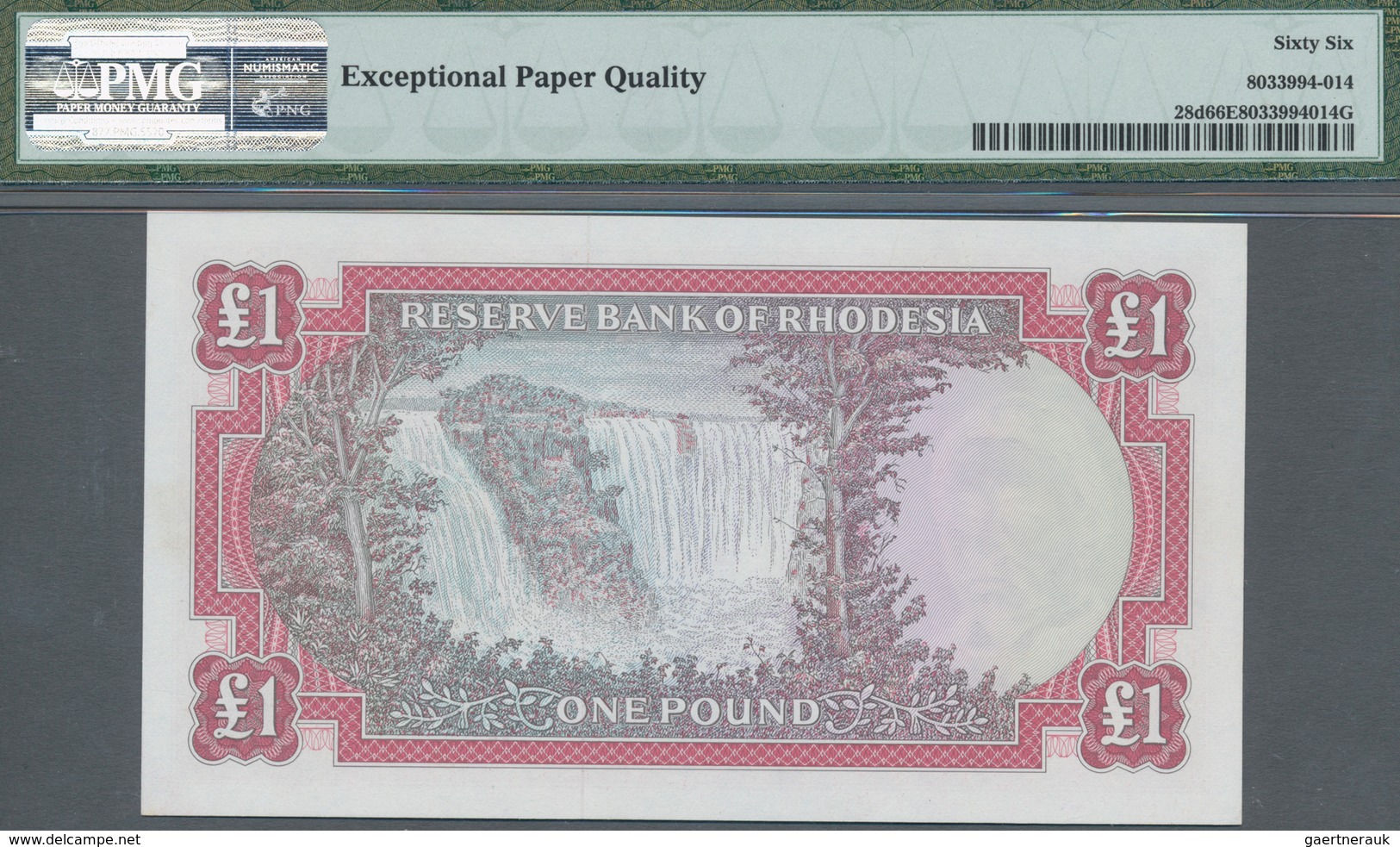 Rhodesia / Rhodesien: Reserve Bank Of Rhodesia 1 Poound 1968, P.28d In UNC, PMG Graded 66 Gem Uncirc - Rhodesië