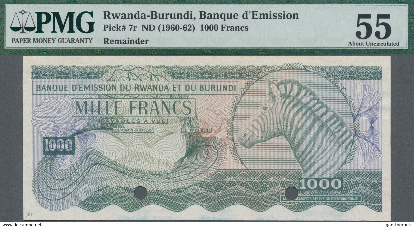 Rwanda-Burundi / Ruanda-Burundi:  Banque D'Émission Du Rwanda Et Du Burundi 1000 Francs 1960-62 Rema - Ruanda-Burundi