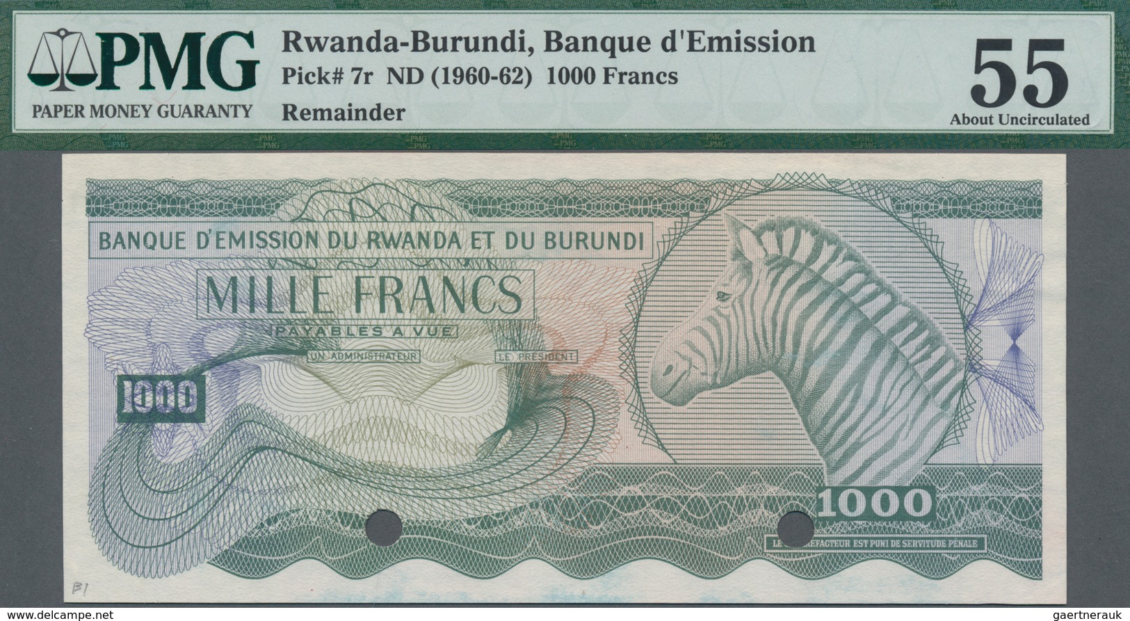 Rwanda-Burundi / Ruanda-Burundi:  Banque D'Émission Du Rwanda Et Du Burundi 1000 Francs 1960-62 Rema - Ruanda-Urundi