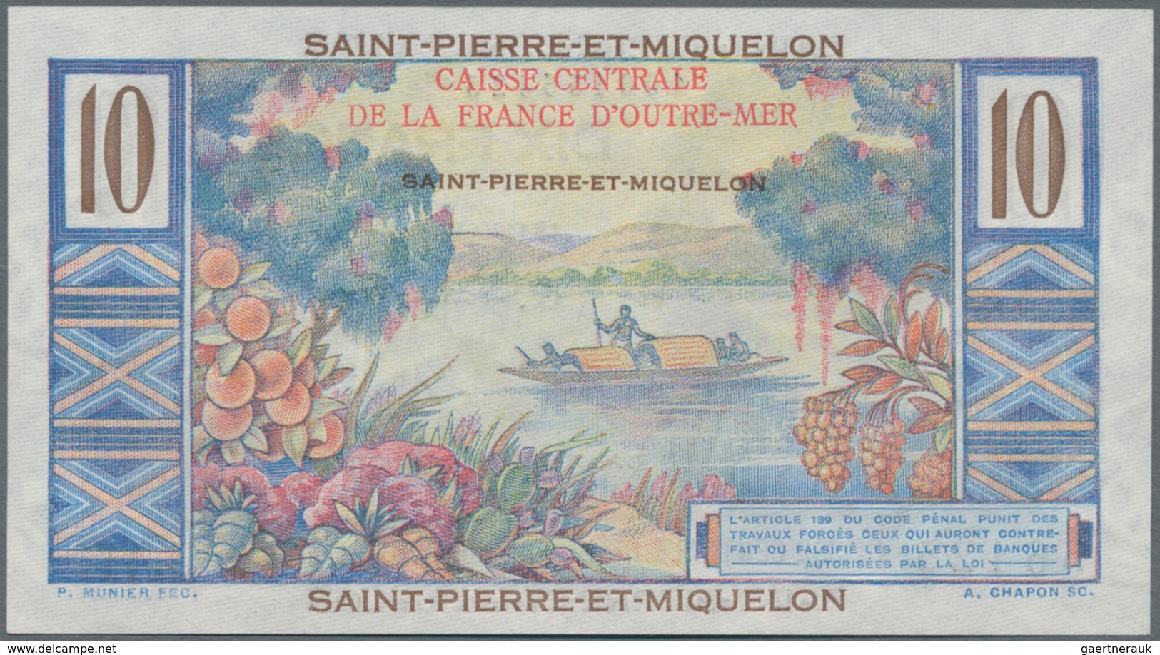 Saint Pierre & Miquelon: Caisse Centrale De La France D'Outre-Mer Pair With 10 And 20 Francs ND(1950 - Andere & Zonder Classificatie