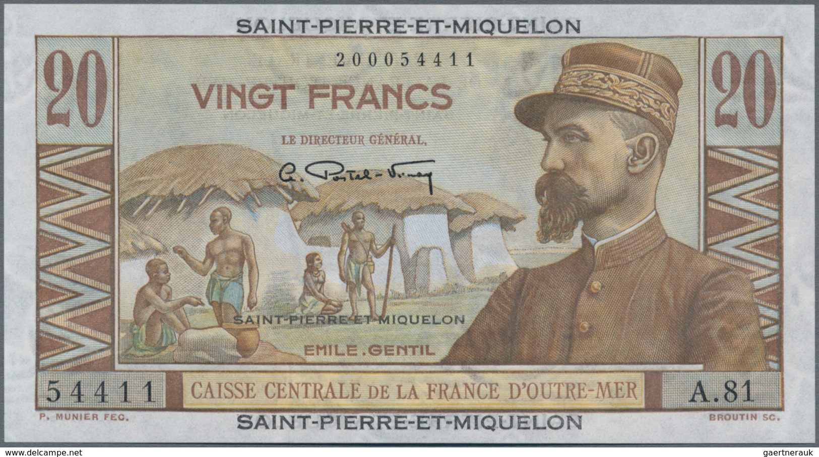 Saint Pierre & Miquelon: Caisse Centrale De La France D'Outre-Mer Pair With 10 And 20 Francs ND(1950 - Otros & Sin Clasificación