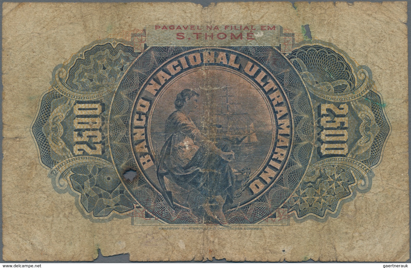 Saint Thomas & Prince / Sao Tome E Principe: Banco Nacional Ultramarino 2500 Reis 1909, P.8, Extraor - São Tomé U. Príncipe