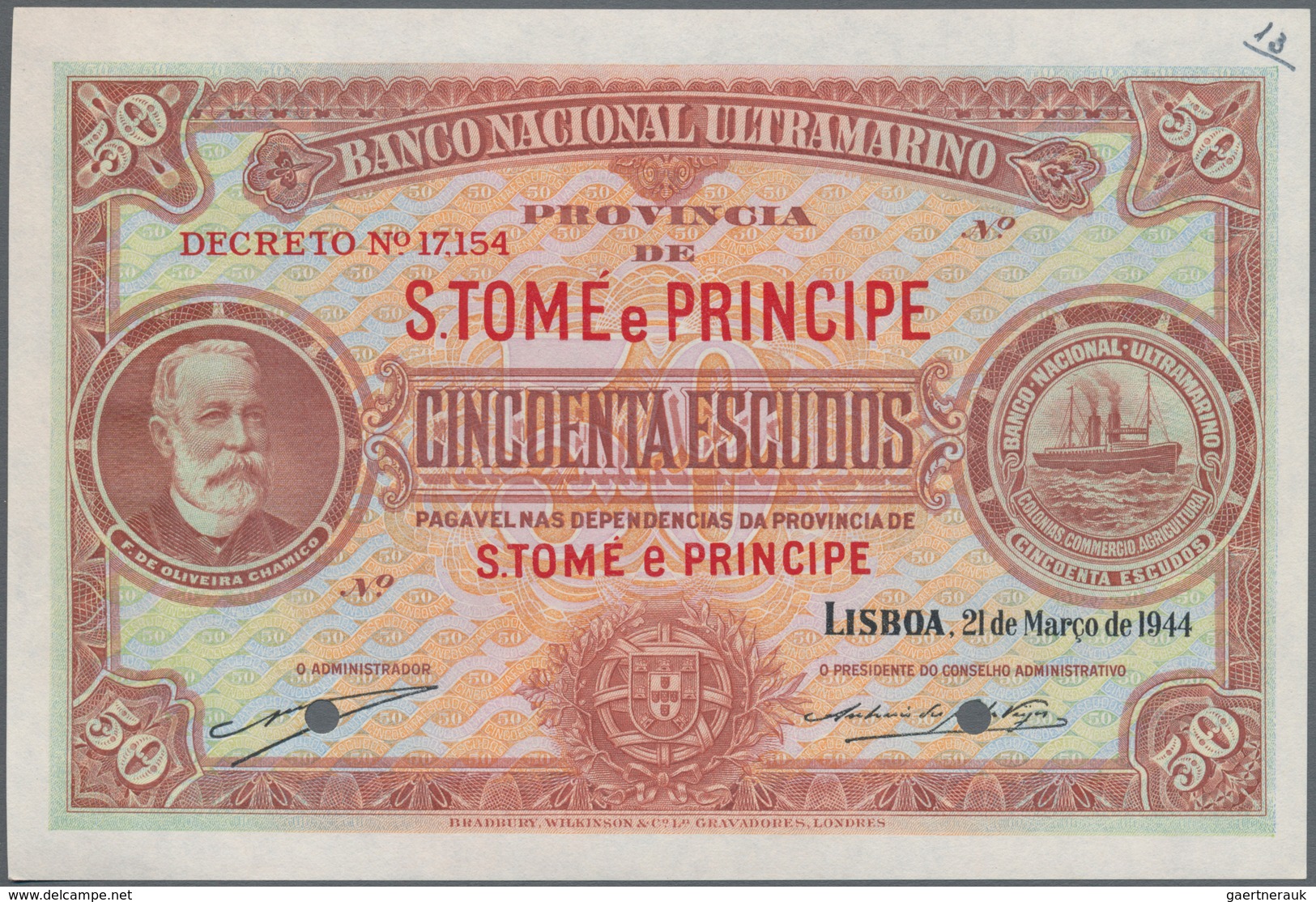 Saint Thomas & Prince / Sao Tome E Principe: Banco Nacional Ultramarino - Provincia De S. Tomé E Pri - San Tomé Y Príncipe