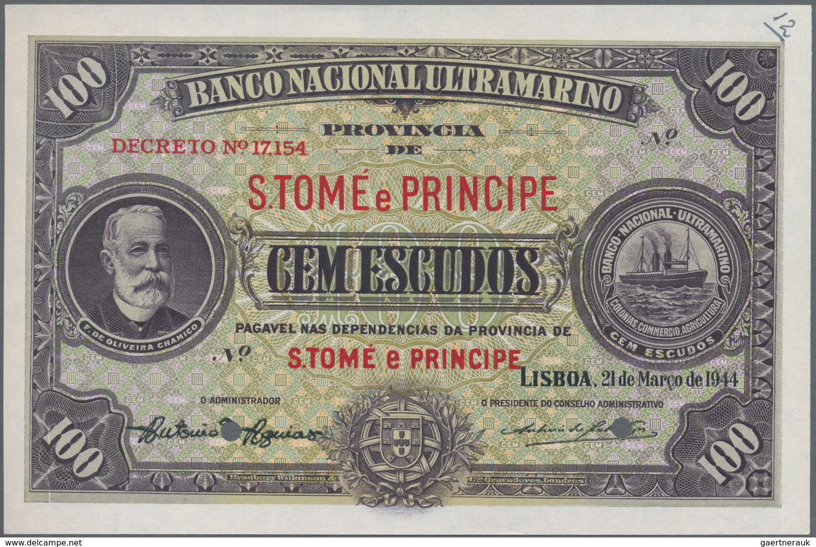 Saint Thomas & Prince / Sao Tome E Principe: Banco Nacional Ultramarino - Provincia De S. Tomé E Pri - São Tomé U. Príncipe