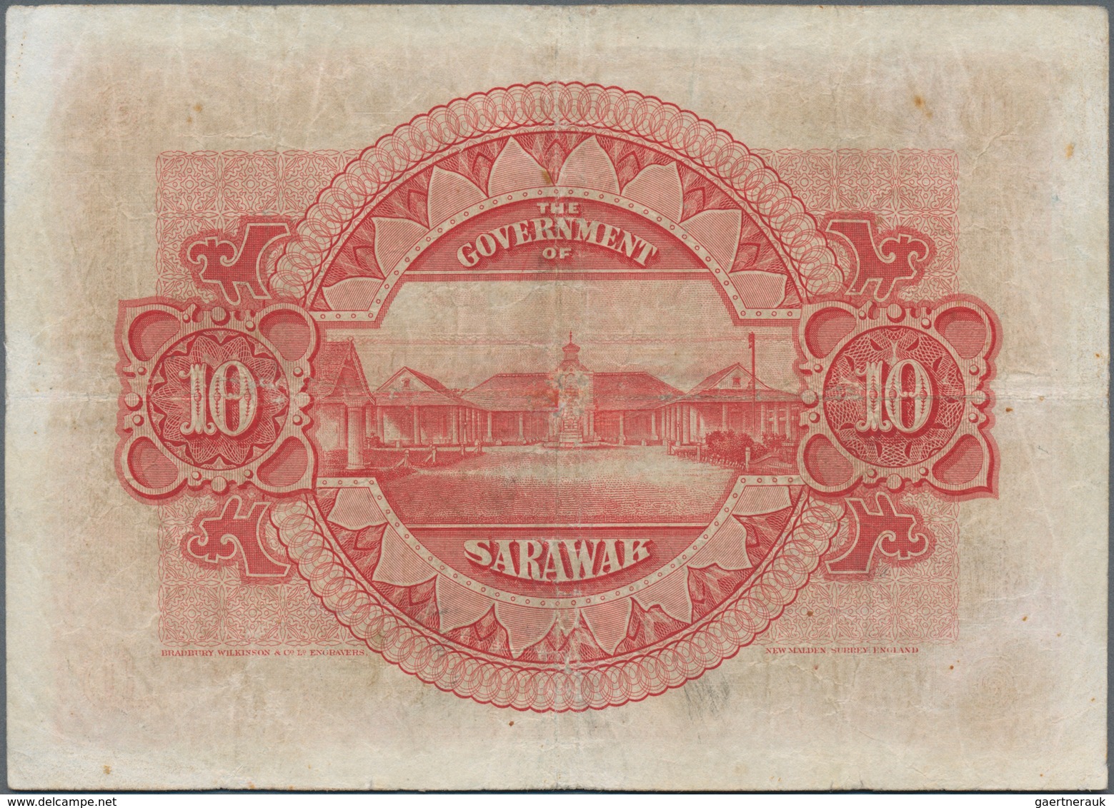 Sarawak: Government Of Sarawak 10 Dollars 1st July 1929, P.16, Still Great Condition With Strong Pap - Malasia