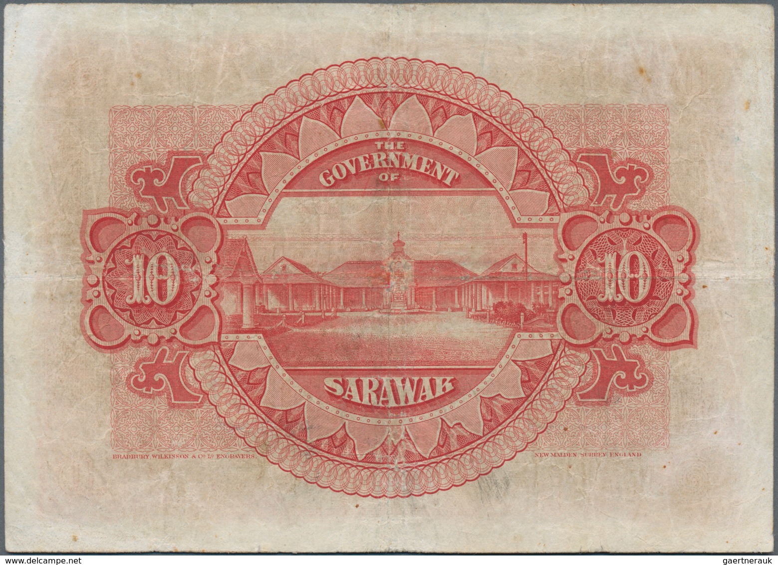 Sarawak: Government Of Sarawak 10 Dollars 1st July 1929, P.16, Still Great Condition With Strong Pap - Maleisië