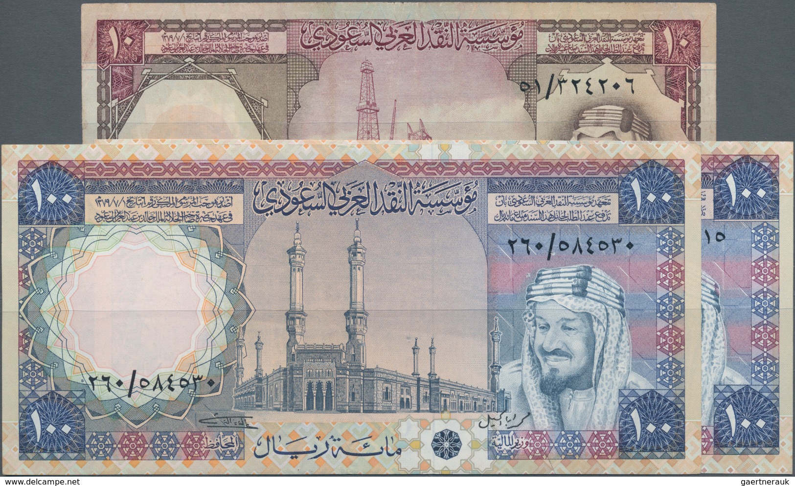 Saudi Arabia  / Saudi Arabien: Saudi Arabian Monetary Agency Set With 3 Banknotes 10 Riyals AH1379 ( - Arabia Saudita