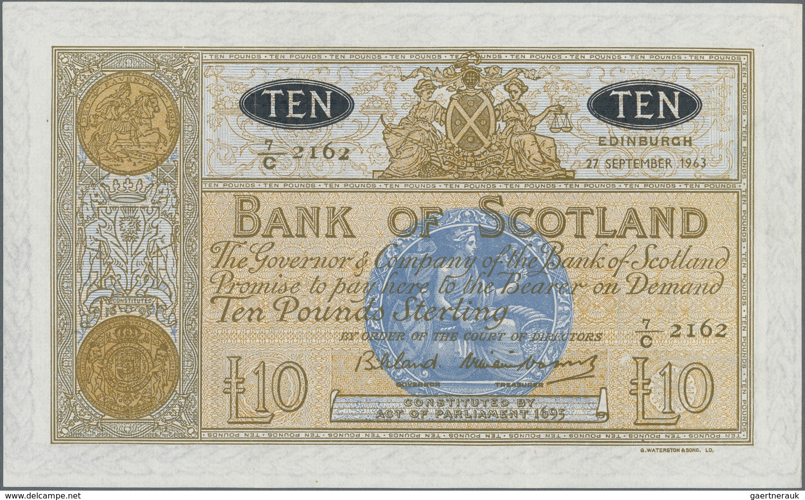 Scotland / Schottland: Bank Of Scotland 10 Pounds 1963, P.93c, Fantastic Condition For This Large Si - Otros & Sin Clasificación