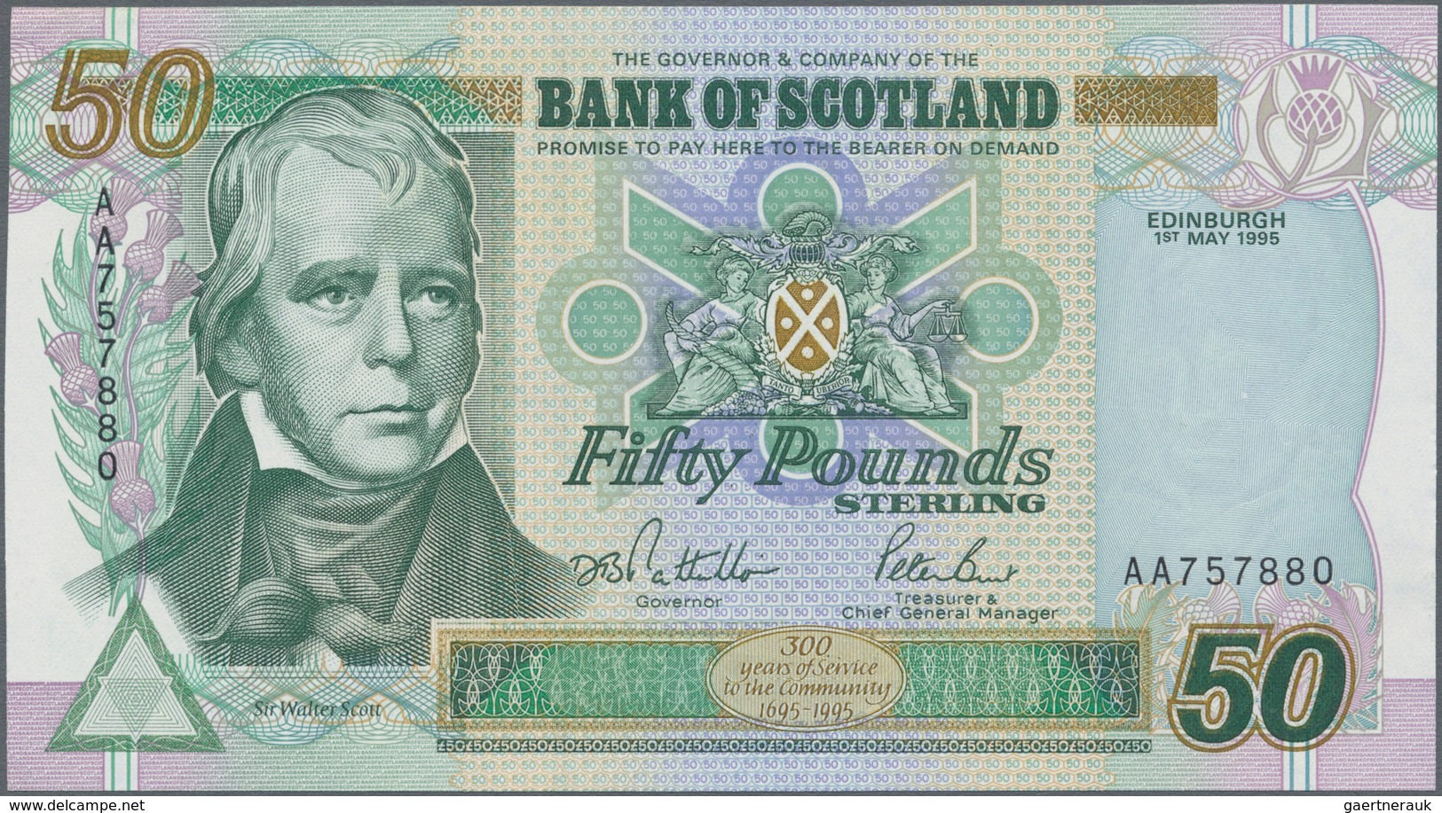 Scotland / Schottland: Bank Of Scotland 50 Pounds 1995, P.122a In Perfect UNC Condition. - Andere & Zonder Classificatie