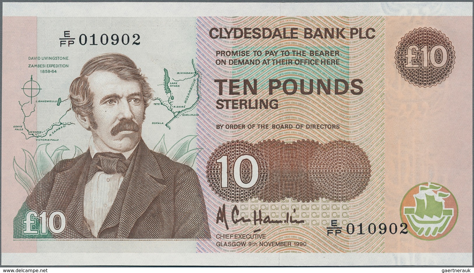 Scotland / Schottland: Clydesdale Bank PLC 10 Pounds 1990, P.214 In Perfect UNC Condition. - Andere & Zonder Classificatie