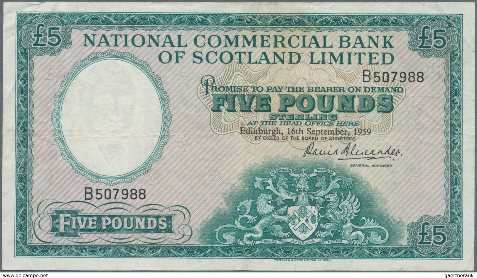 Scotland / Schottland: National Commercial Bank Of Scotland Limited 5 Pounds 1959, P.266, Still Stro - Otros & Sin Clasificación