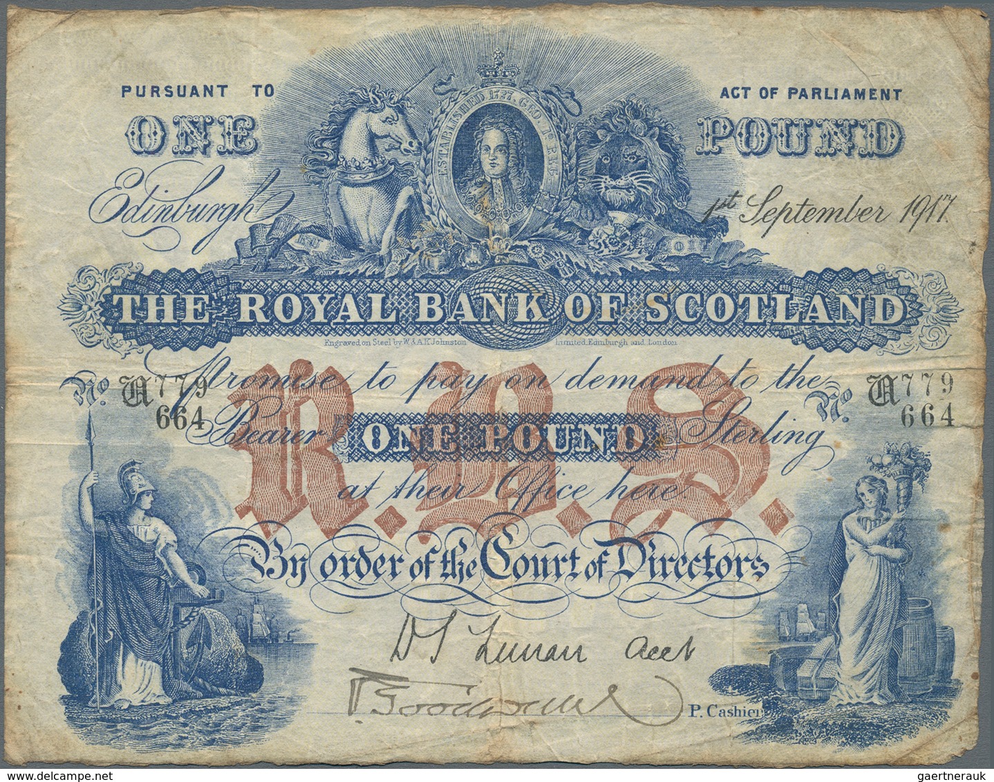 Scotland / Schottland: The Royal Bank Of Scotland 1 Pound 1917, P.316d, Still Nice And Seldom Offere - Sonstige & Ohne Zuordnung