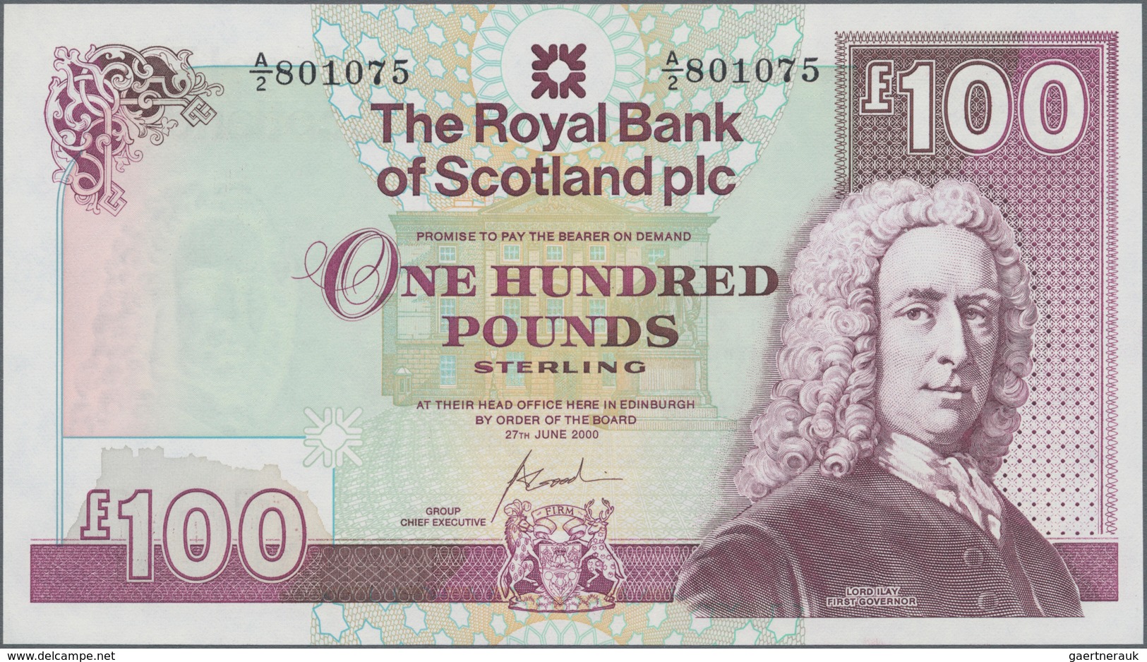 Scotland / Schottland: The Royal Bank Of Scotland Plc 100 Pounds 2000, P.350d In Perfect UNC Conditi - Andere & Zonder Classificatie