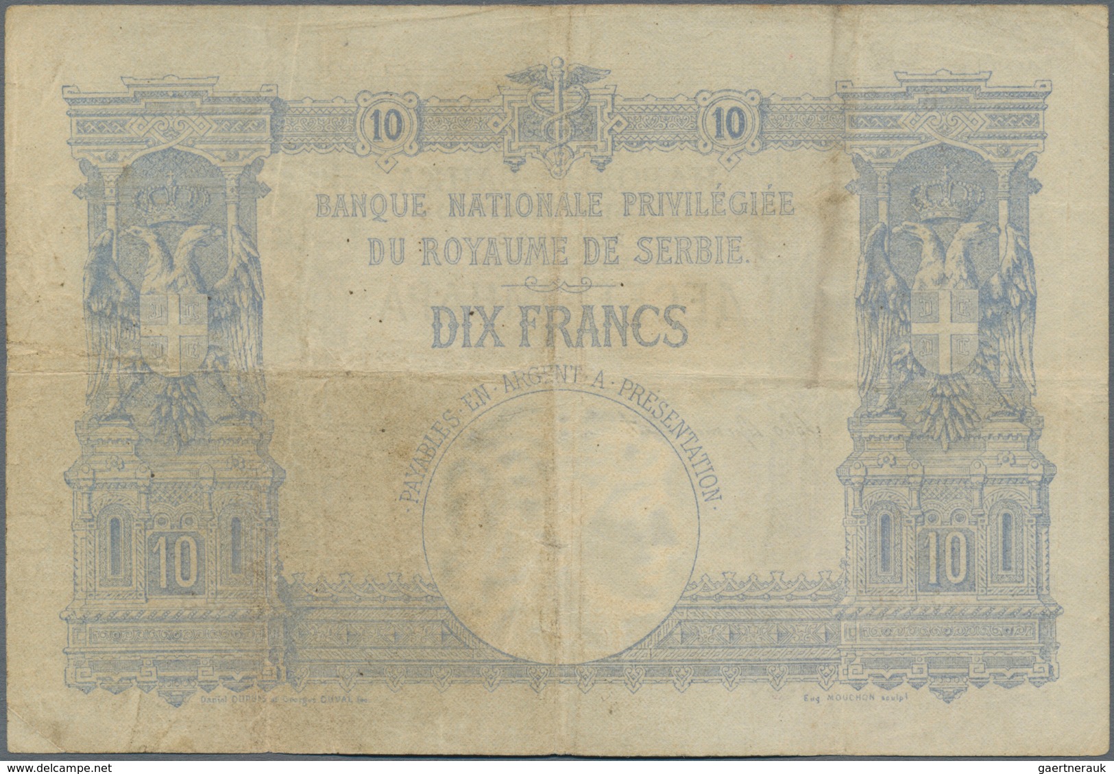 Serbia / Serbien: Chartered National Bank Of The Kingdom Of Serbia 10 Dinara 1887, P.9, Still Great - Servië