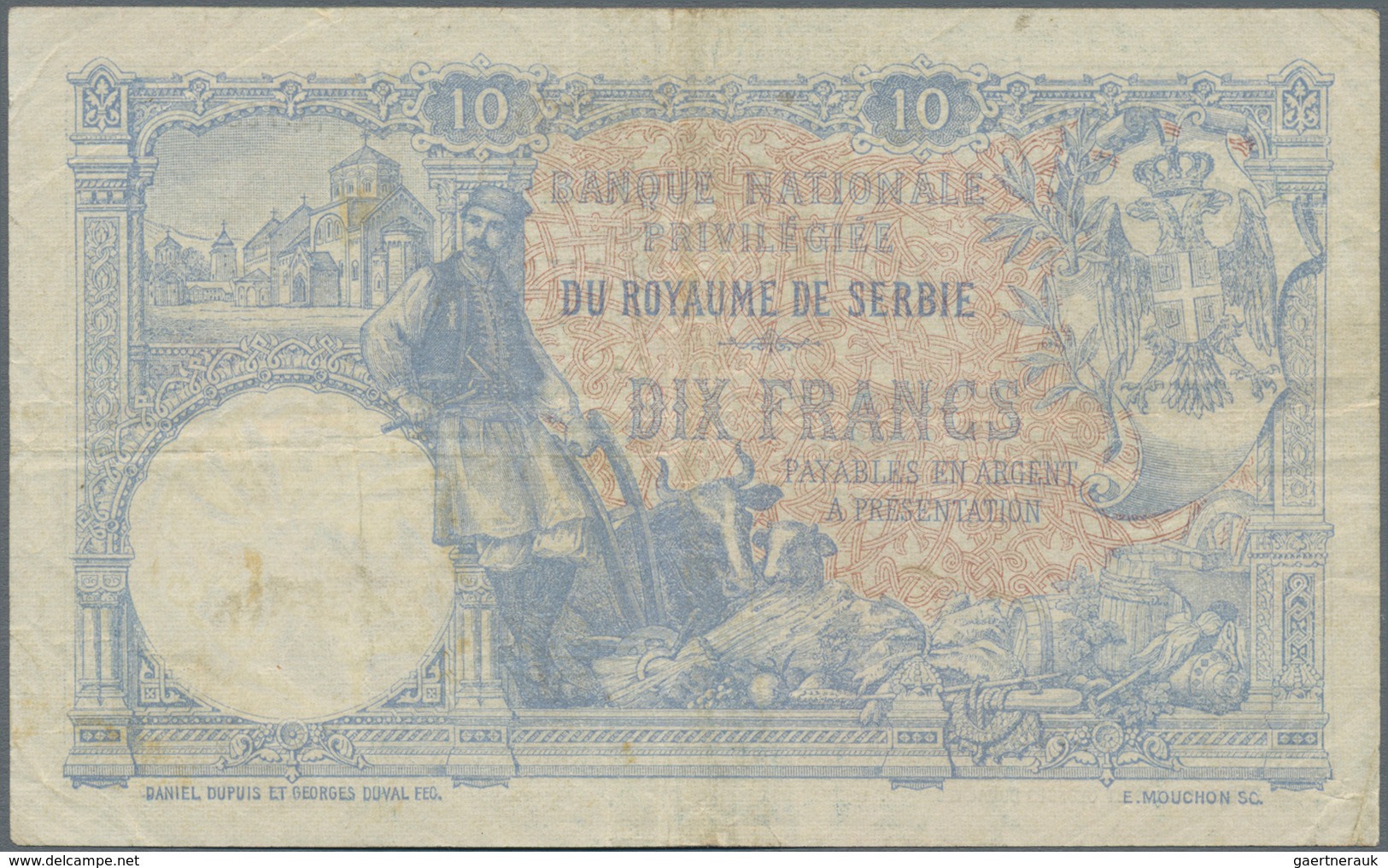 Serbia / Serbien: Chartered National Bank Of The Kingdom Of Serbia Pair With 10 Dinara 1893 P.10a (F - Servië