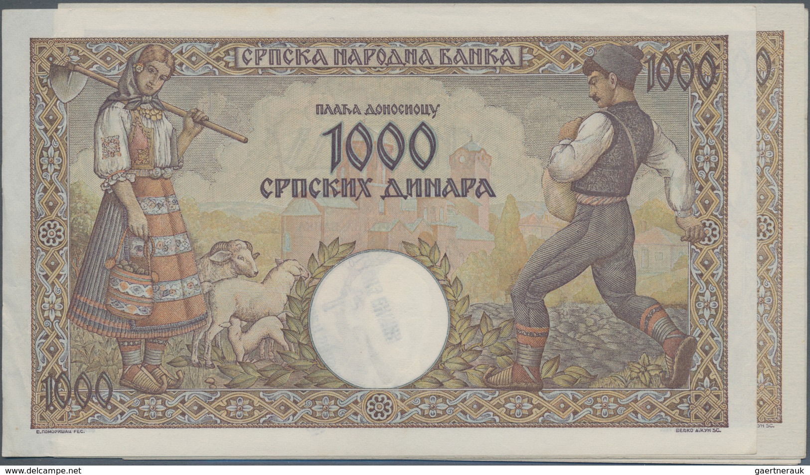 Serbia / Serbien: Set With 6 Banknotes Of The 1942 Occupation Issue With 50 Dinara P.29 (XF), 500 Di - Serbien