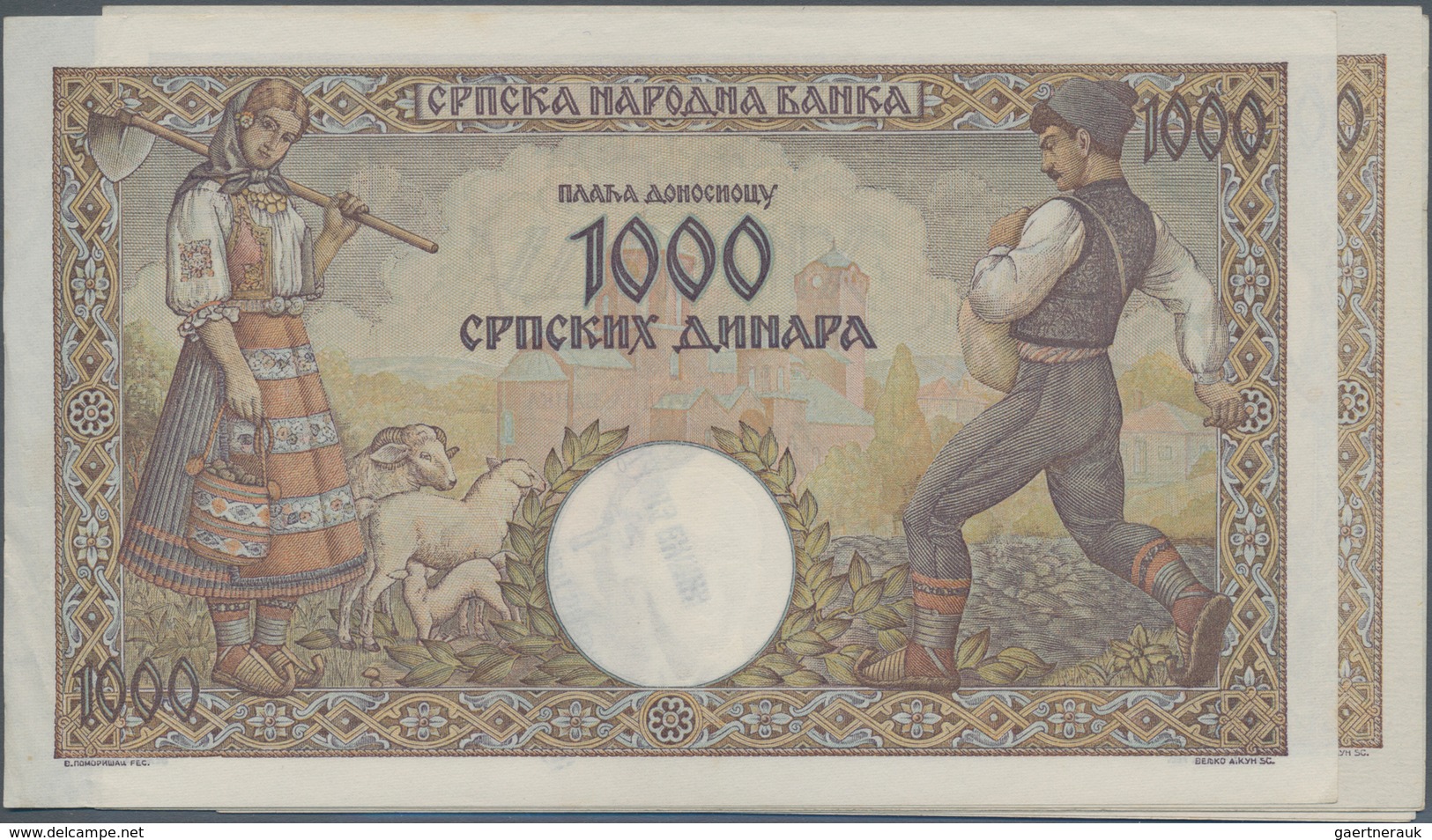 Serbia / Serbien: Set With 6 Banknotes Of The 1942 Occupation Issue With 50 Dinara P.29 (XF), 500 Di - Servië