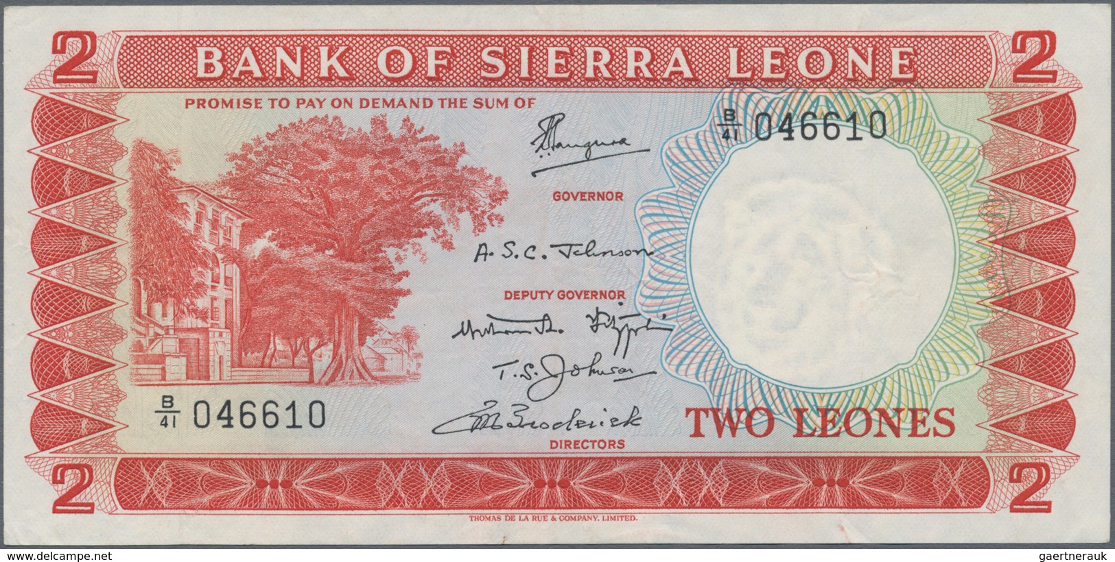 Sierra Leone: Bank Of Sierra Leone 2 Leones ND(1964-70), P.2d, Great Condition With Stronger Vertica - Sierra Leone