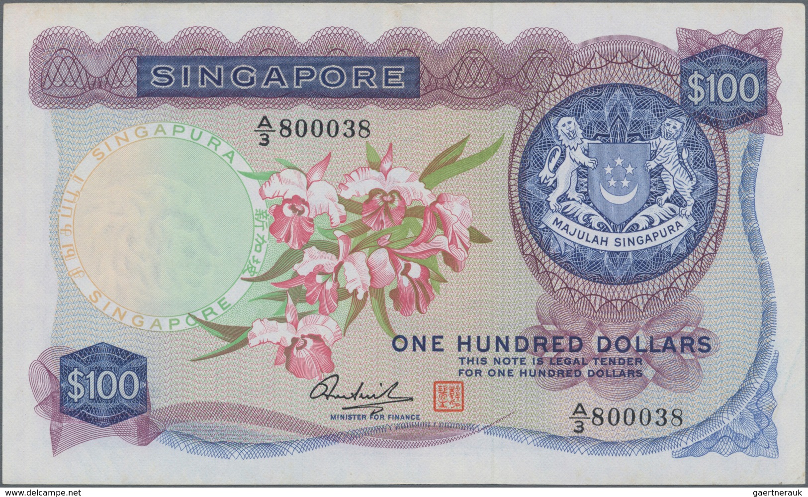 Singapore / Singapur: Board Of Commissioners Of Currency 100 Dollars ND(1967-73), P.6d, Great Origin - Singapur