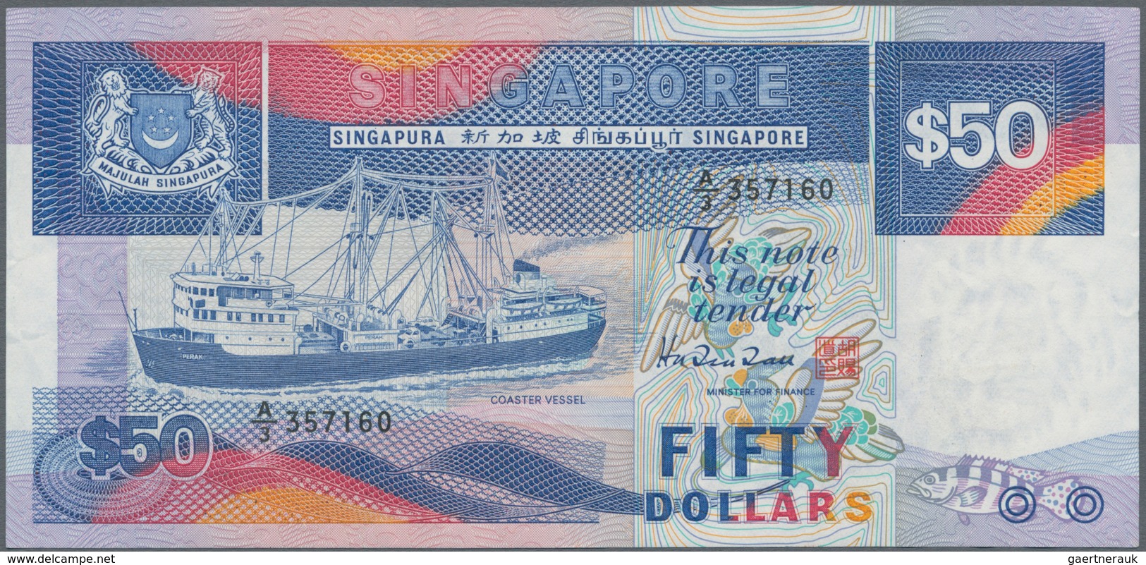 Singapore / Singapur: Board Of Commissioners Of Currency Pair With 50 Dollars ND(1987) P.22a (XF) An - Singapore