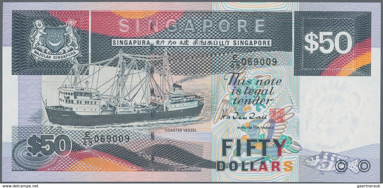 Singapore / Singapur: Board Of Commissioners Of Currency Pair With 50 Dollars ND(1987) P.22a (XF) An - Singapore