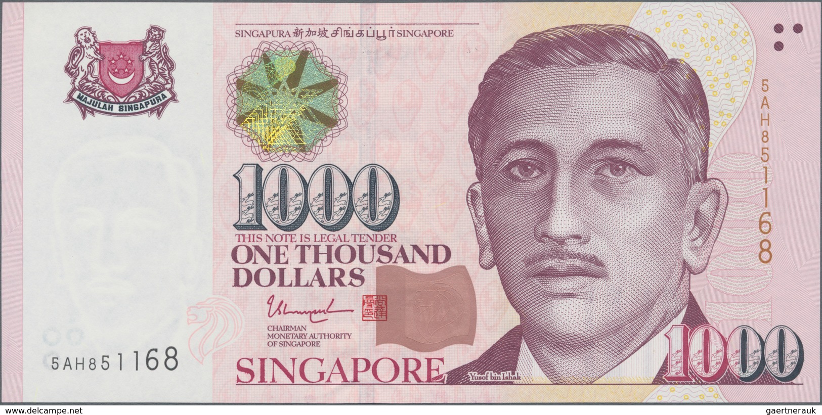 Singapore / Singapur: 1000 Dollars ND(2010-18), P.51i In Perfect UNC Condition. - Singapore