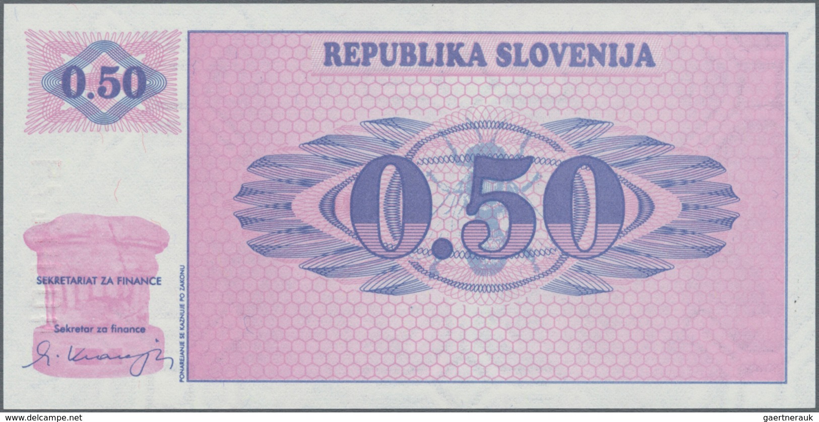 Slovenia / Slovenien: 0,50 Tolarja ND(1990), P.1A In Perfect UNC Condition. - Slovenië