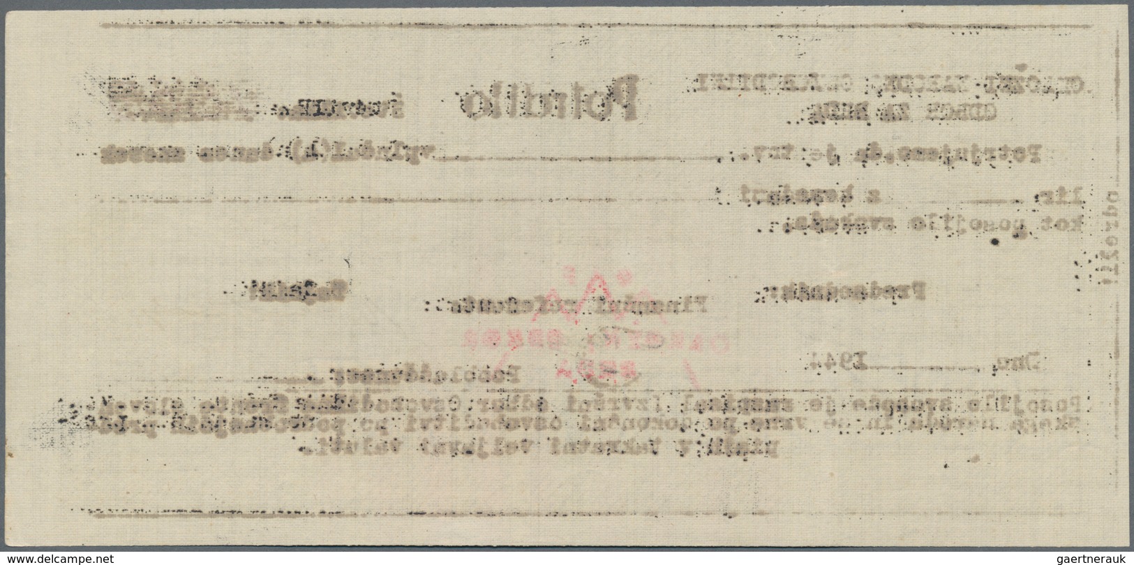 Slovenia / Slovenien: Blank Check From 1944 Of The Partisans With Red Serial Number And Slight Verti - Slovenië