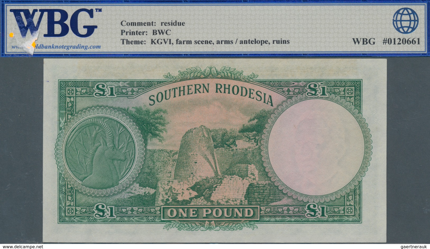 Southern Rhodesia / Süd-Rhodesien: 1 Pound September 1st 1950, P.10f, Some Minor Traces Of Glue At U - Rhodesia