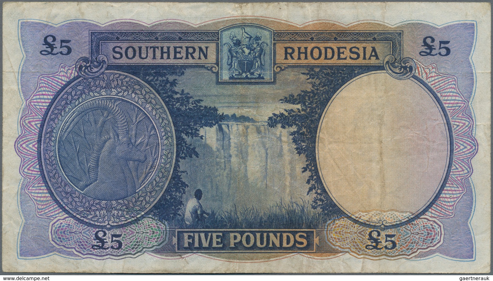 Southern Rhodesia / Süd-Rhodesien: 5 Pounds October 1st 1945, P.11, Still Nice With Lightly Toned Pa - Rhodesië