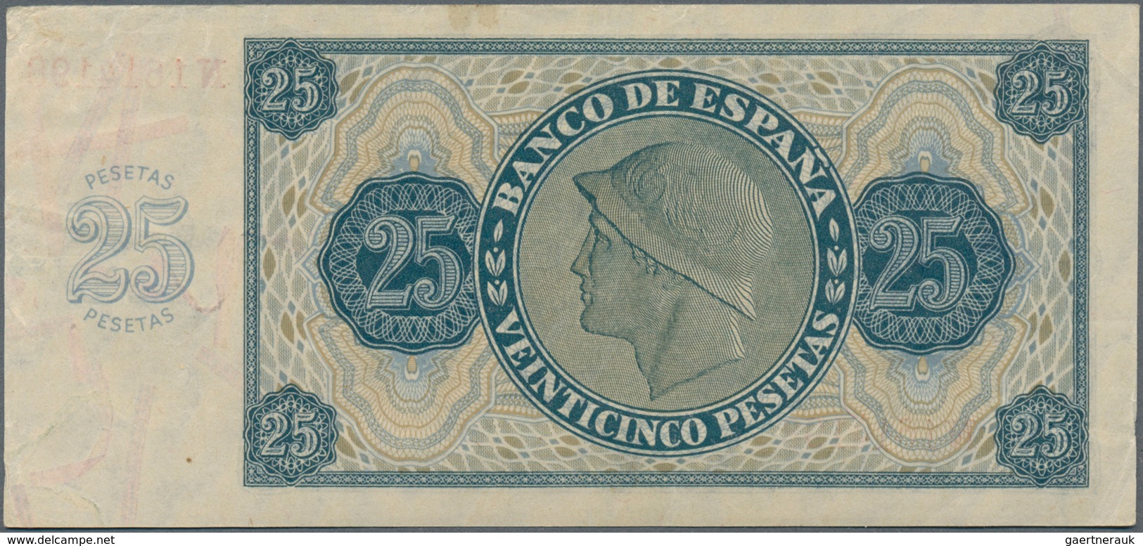 Spain / Spanien: Banco De Espana - Burgos, 25 Pesetas 1936, P.99, Great Condition Without Larger Fol - Sonstige & Ohne Zuordnung