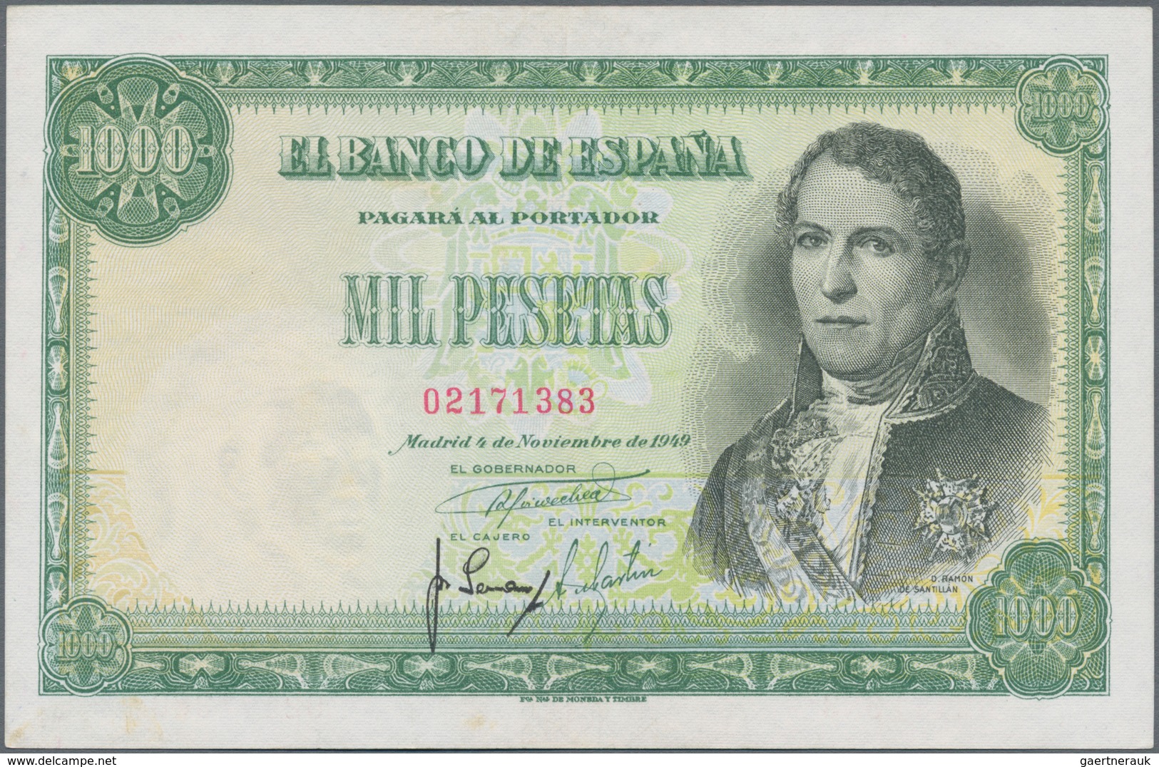 Spain / Spanien: Banco De España 1000 Pesetas 1949, P.138, Almost Perfect Condition With A Very Soft - Andere & Zonder Classificatie