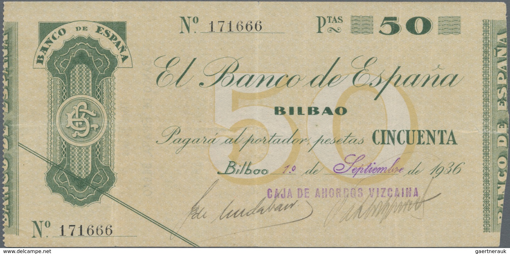 Spain / Spanien: BILBAO – Set With 4 Banknotes 5, 25, 50 And 100 Pesetas 1936, P.S551-S554 In F To V - Otros & Sin Clasificación