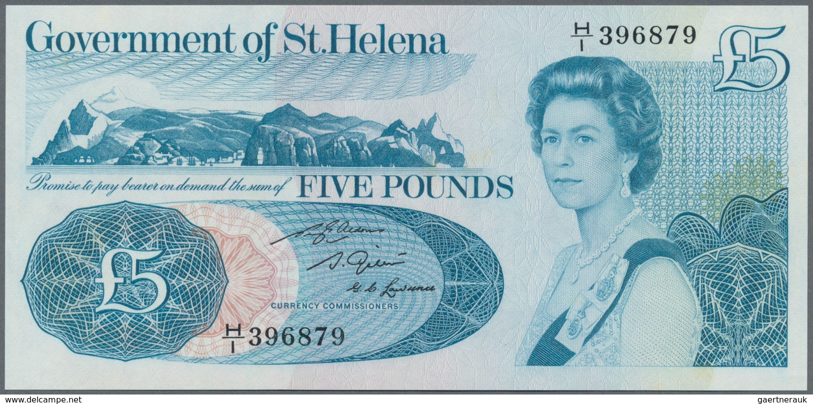 St. Helena: Nice Set With 5 Banknotes Including 2x 1 Pound ND(1981) P.9 With Running Serial Numbers - Isla Santa Helena