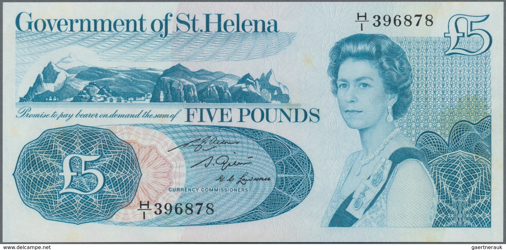 St. Helena: Nice set with 5 banknotes including 2x 1 Pound ND(1981) P.9 with running serial numbers