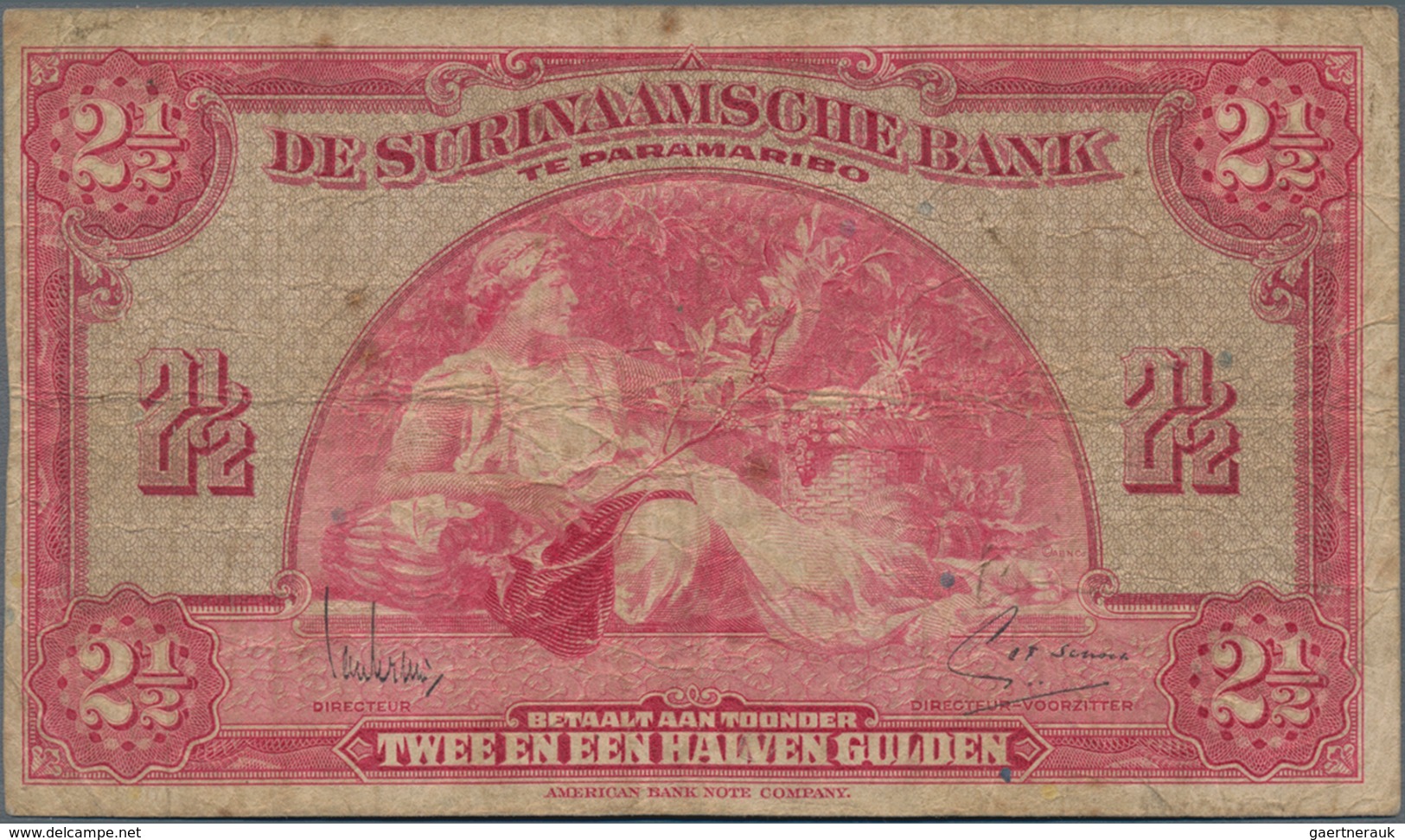 Suriname: 2 1/2 Gulden 1942, P.87b In About F Condition. - Suriname